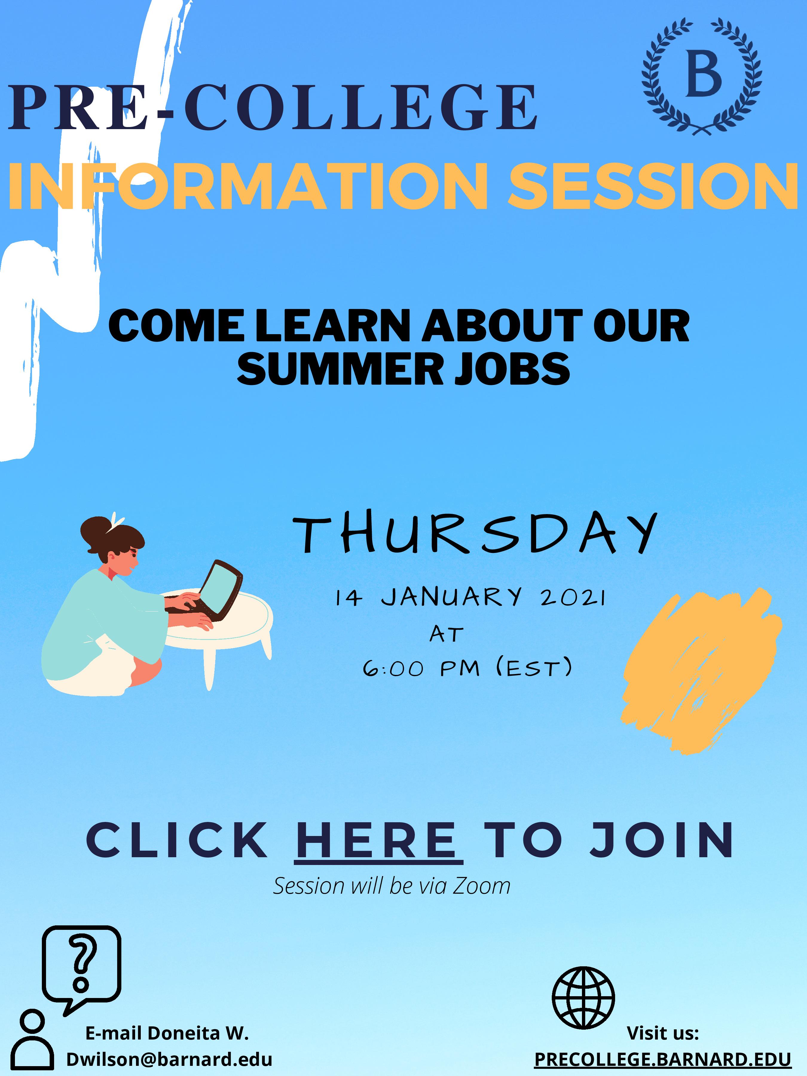 flyer with dates for job info session