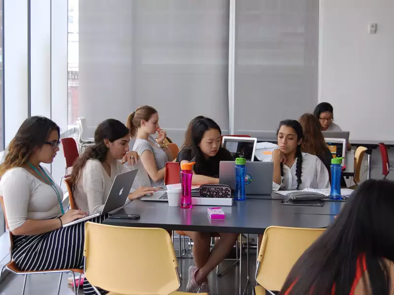 students at laptops